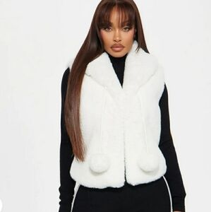 Fashion Nova White Faux Fur Vest